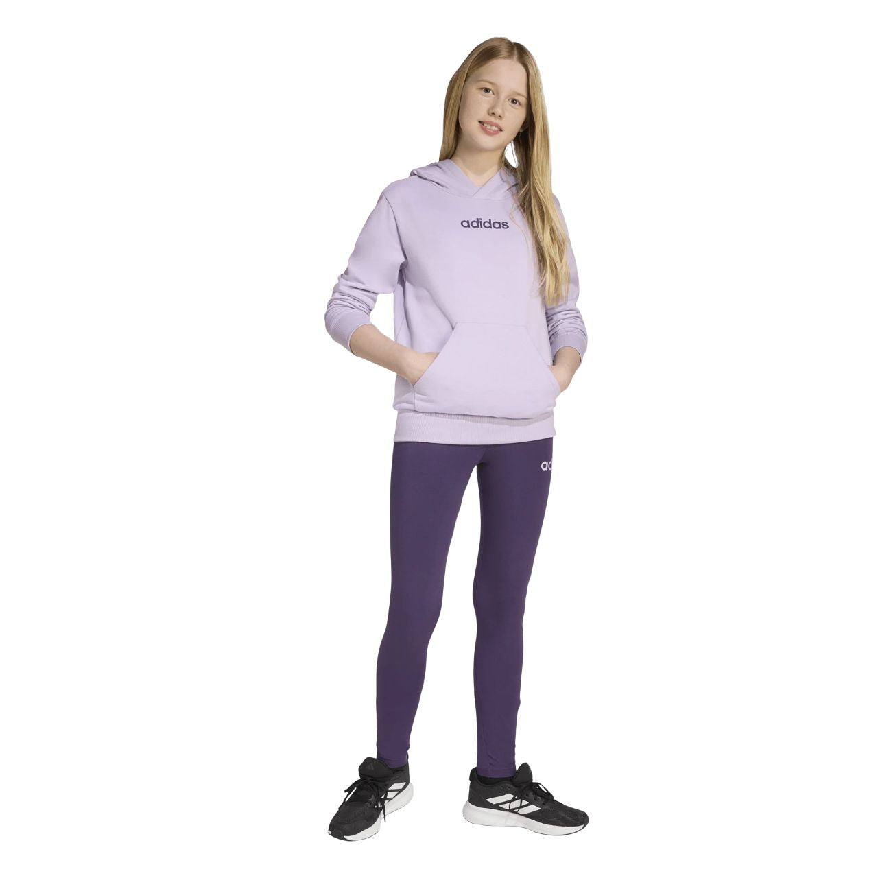 Adidas junior fleece cotton hoodie - LINEAR FLEECE HOODIE