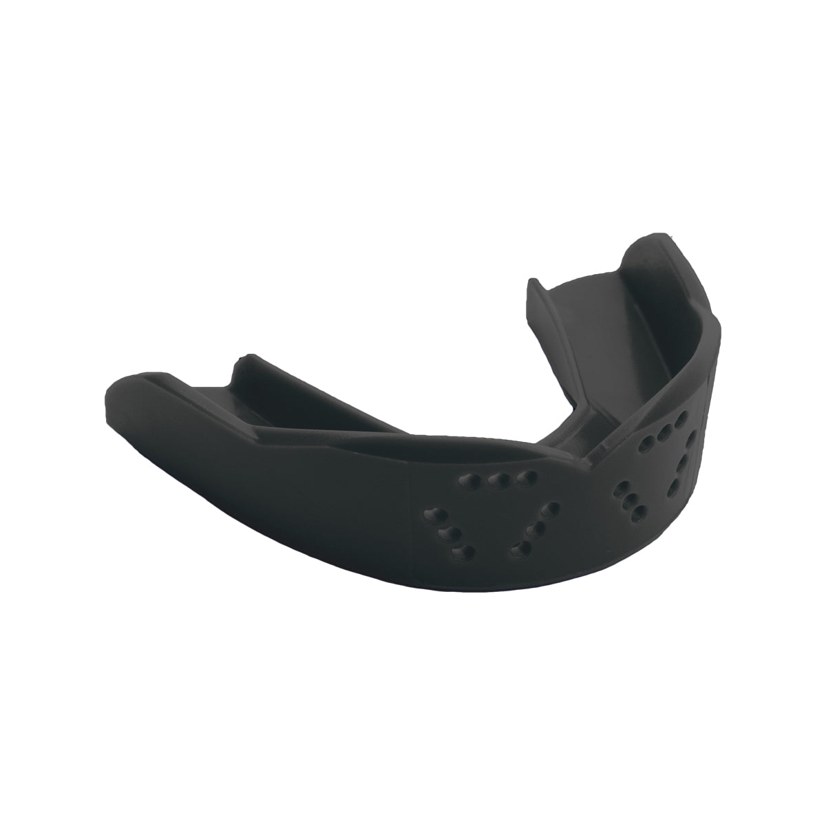 Protège-dents de hockey CCM SISU 3D pour adultes, noir, vue de trois quarts avec motif de points en relief