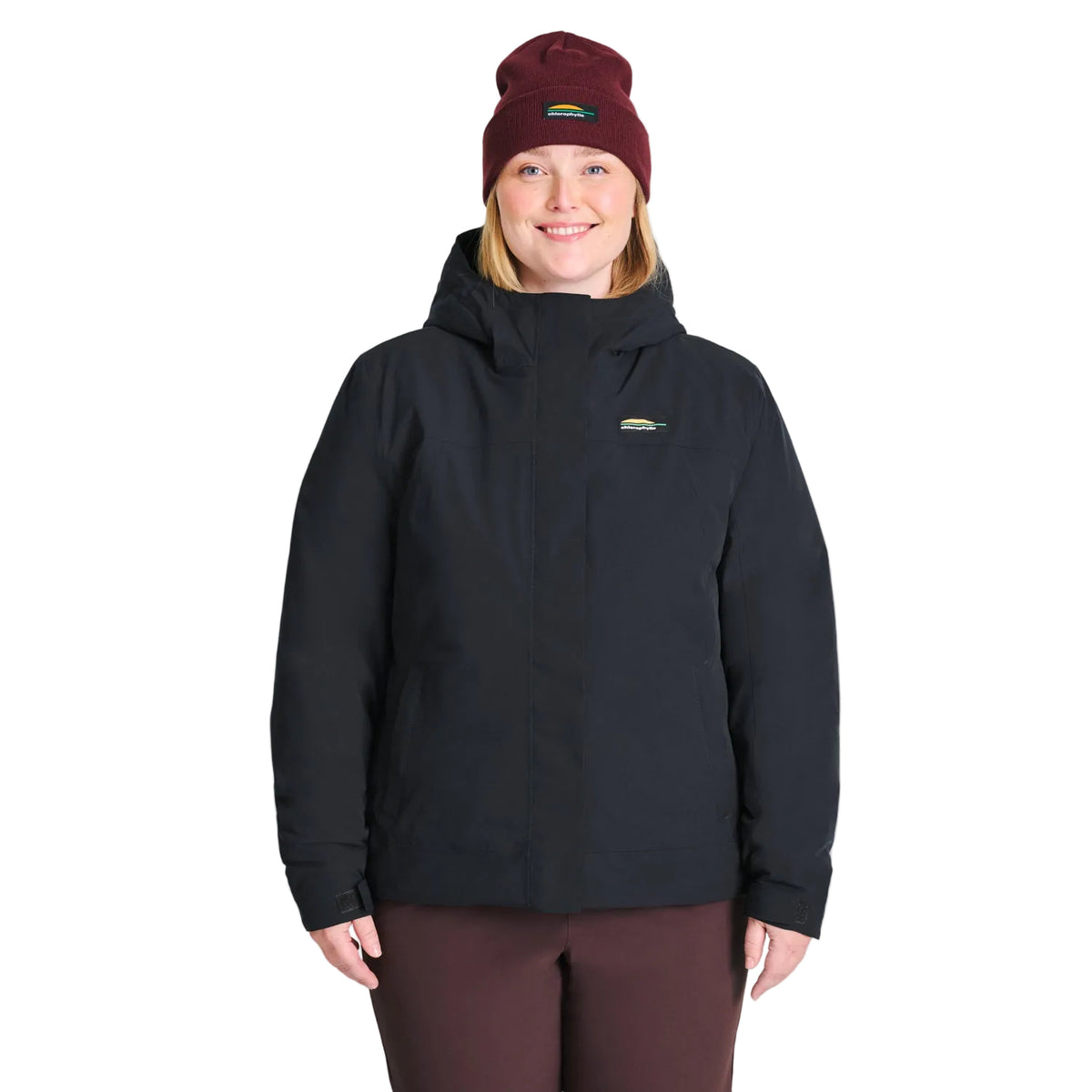 Manteau d'hiver Kayla de Chlorophylle pour femmes, noir, porté de face
