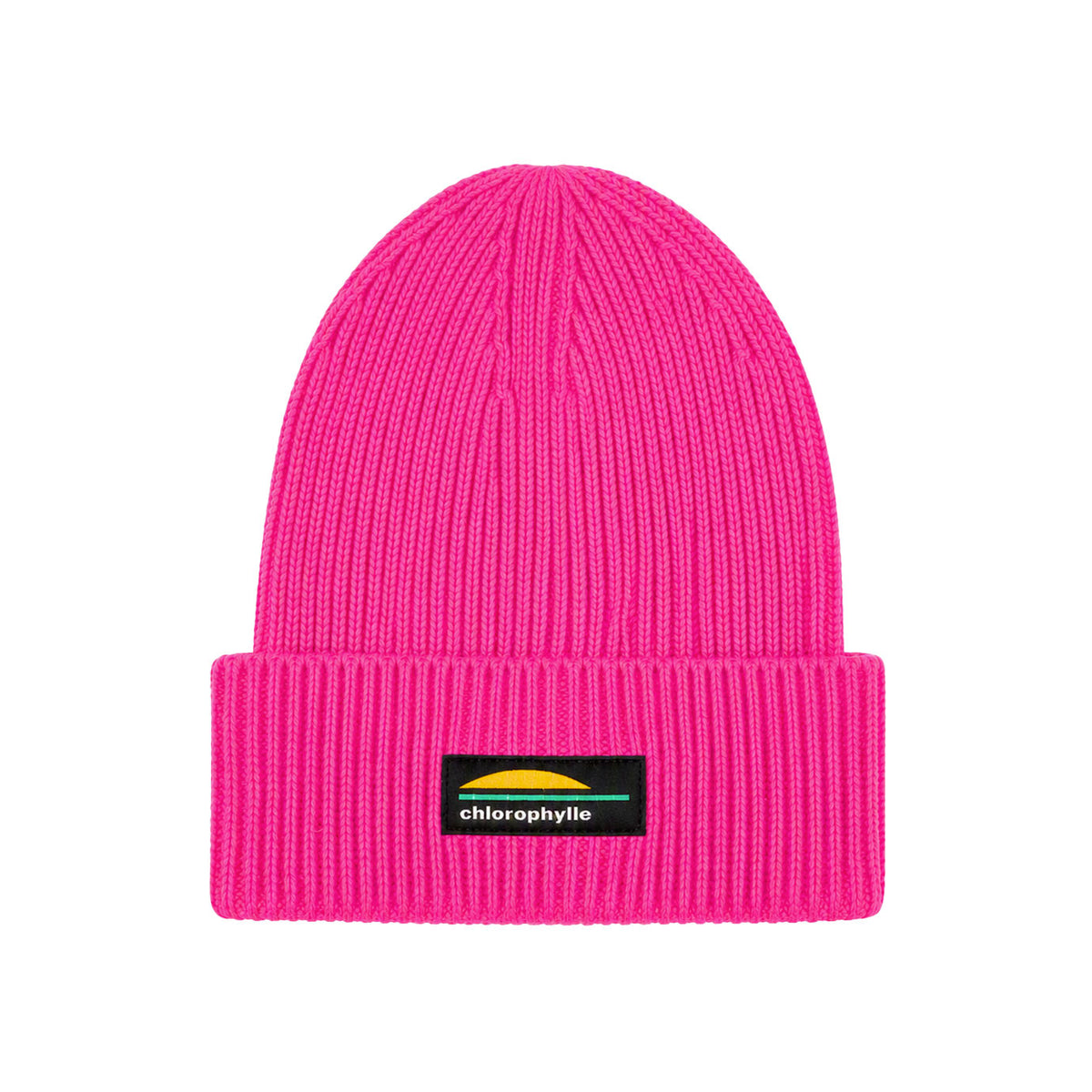 Tuque en tricot Chloro de Chlorophylle pour enfants, avec revers et étiquette Chlorophylle