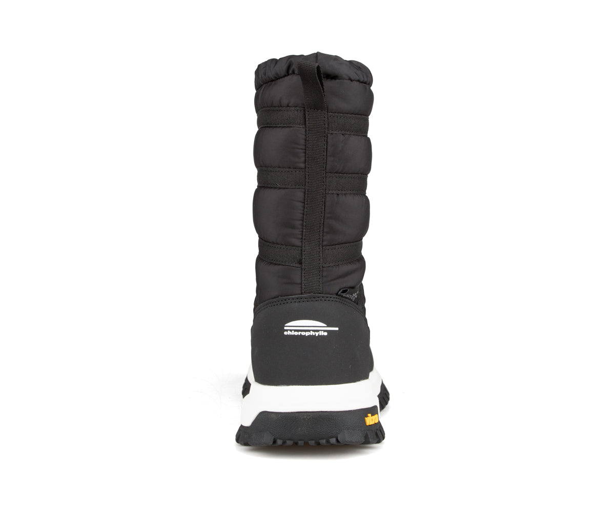 Botte d'hiver Chlorophylle NIVALYS pour femmes, noire, vue de dos avec logo Chlorophylle