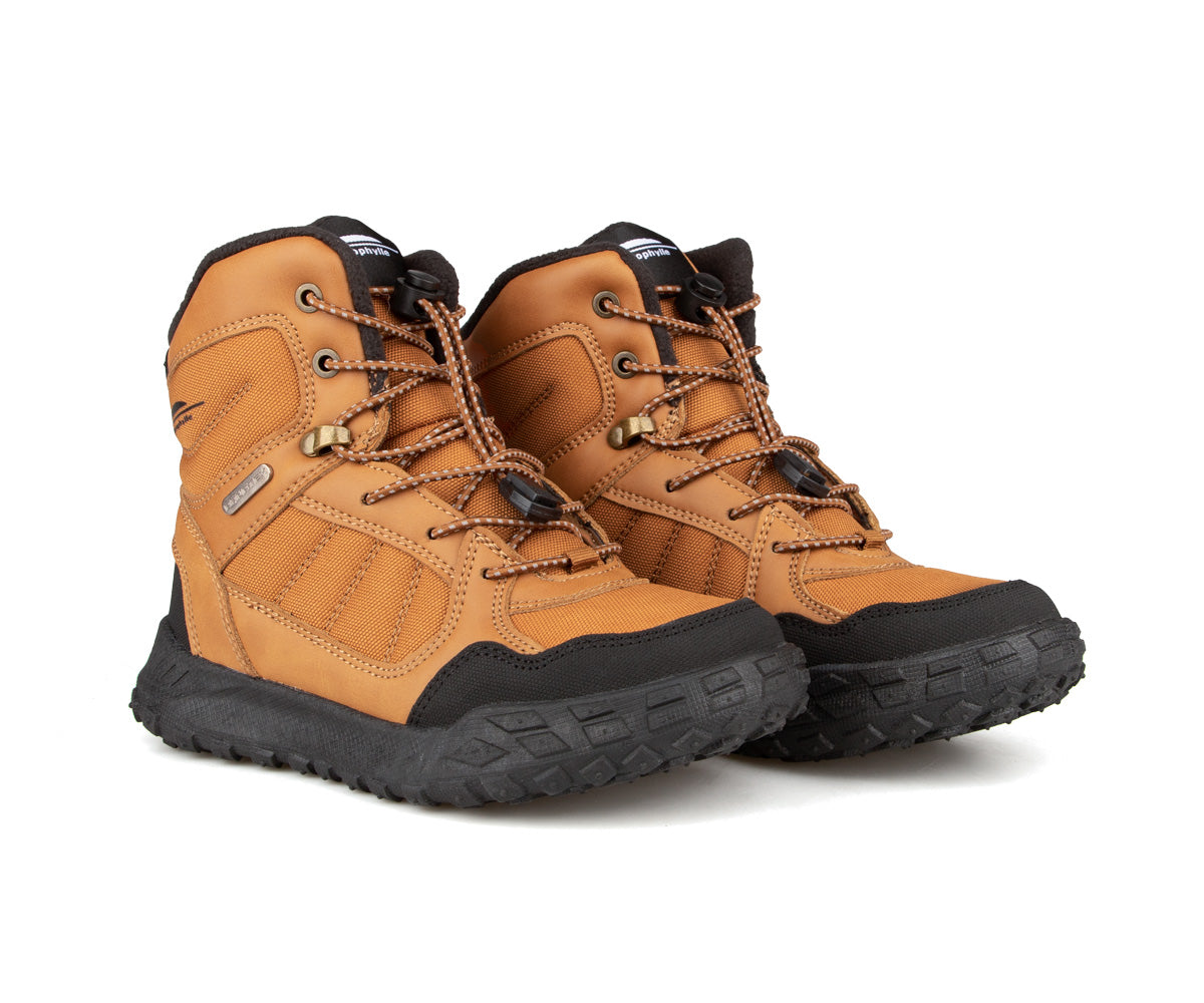 Paire de bottes d'hiver Chlorophylle Nordalys pour garçons, taupe, vue de trois quarts