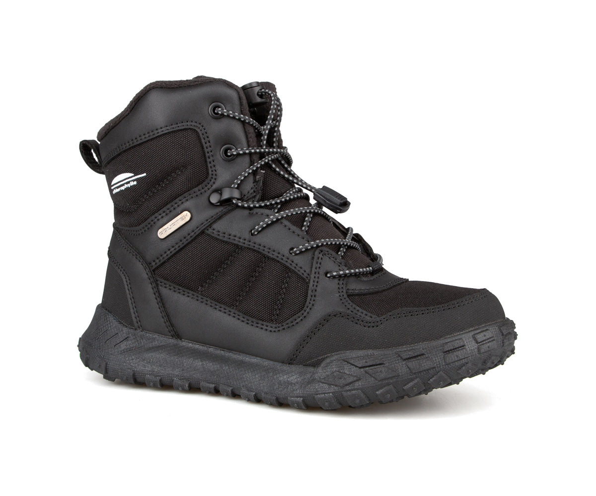 Botte d'hiver Chlorophylle Nordalys pour garçons, tout noir, vue de trois quarts côté gauche