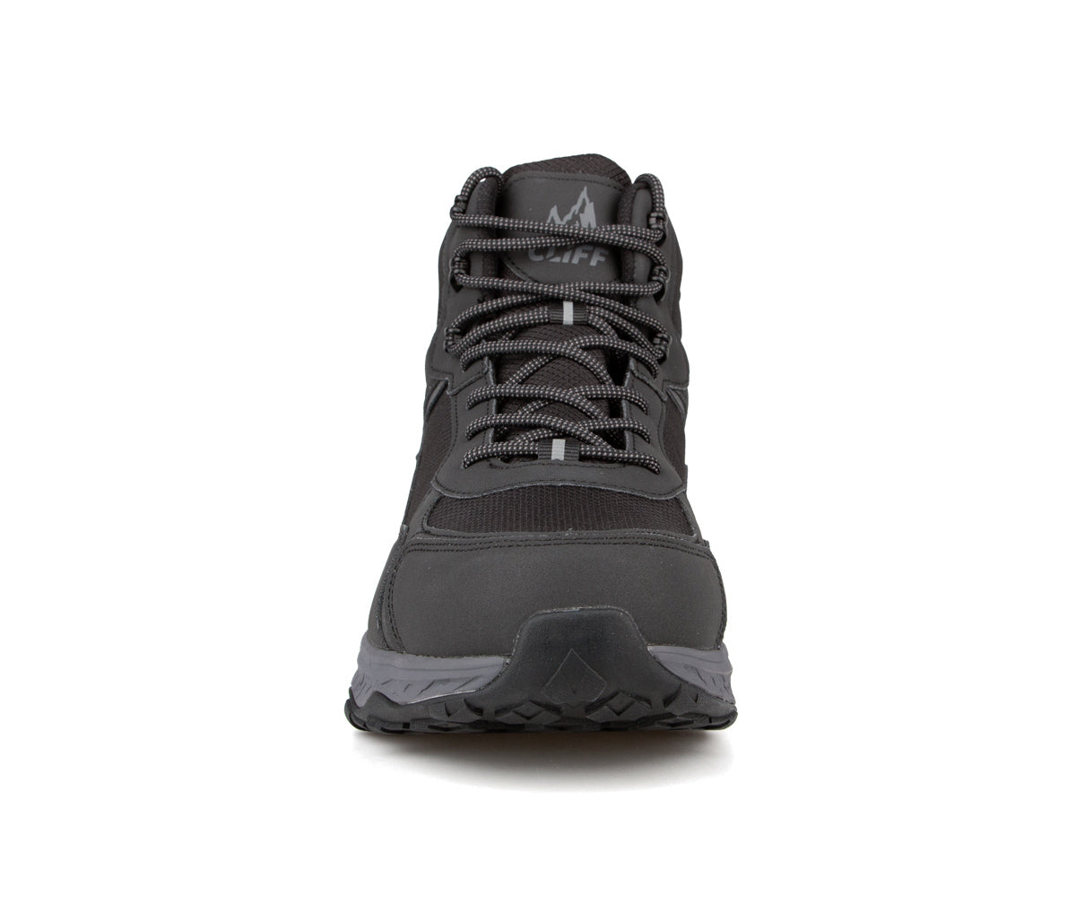 Botte de randonnée Cliff Street Nord pour hommes, noir, vue de face avec lacets