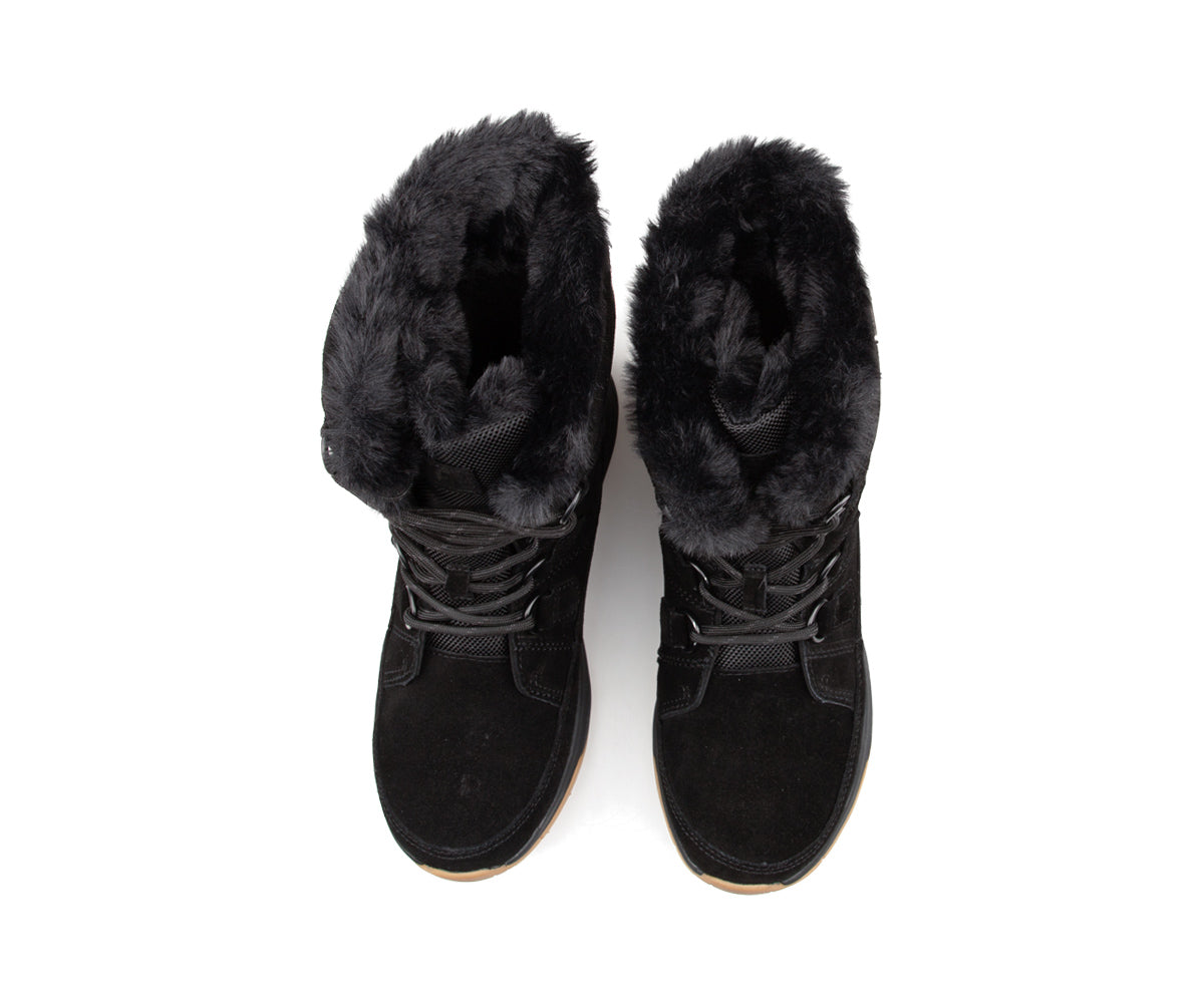 Paire de bottes d'hiver Terra Shield Cliff pour femme, noir, vue du dessus, collet en fourrure