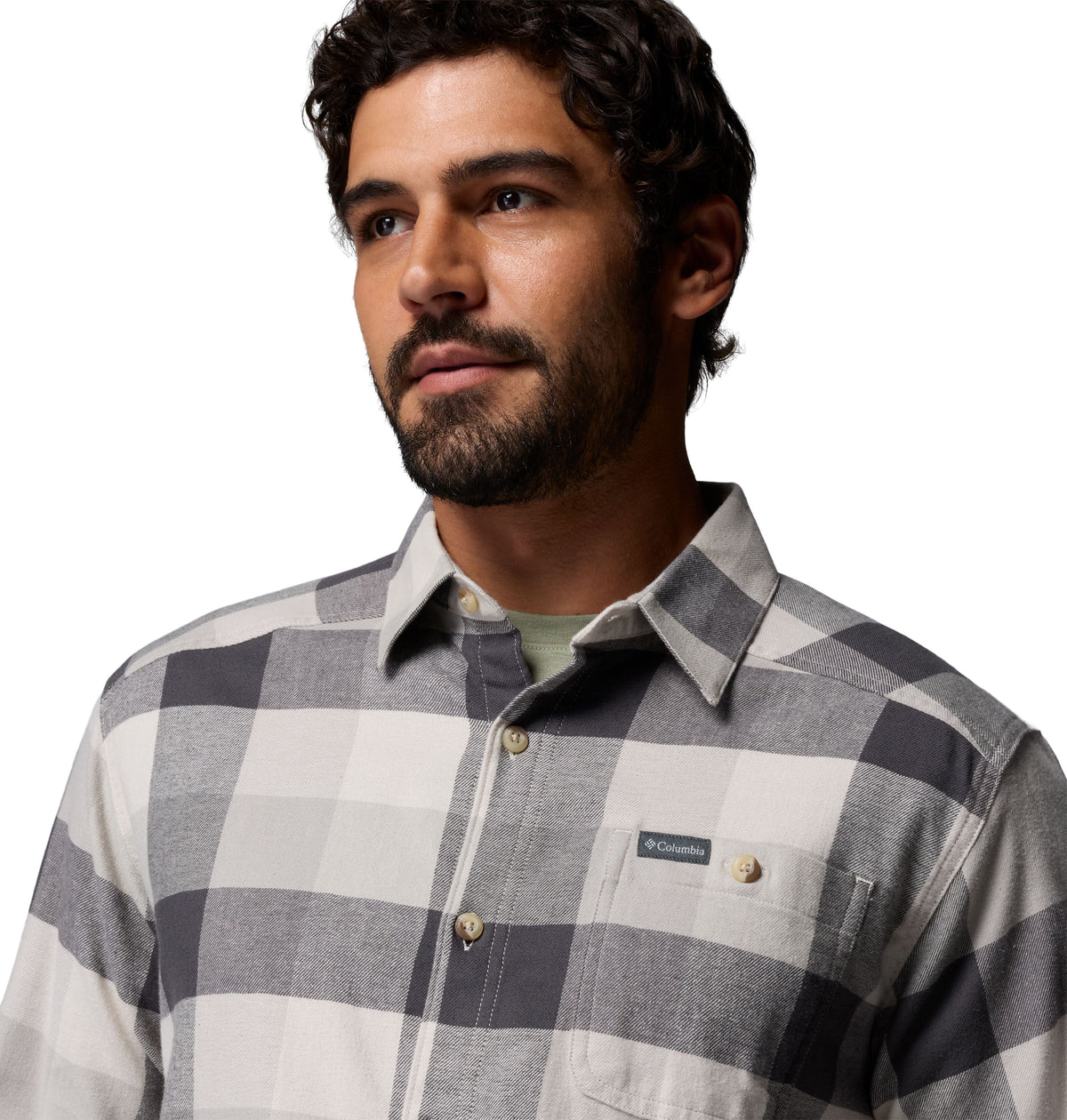Chemise en flanelle Cornell Woods de Columbia pour hommes, gris charbon, détail de la poche de poitrine