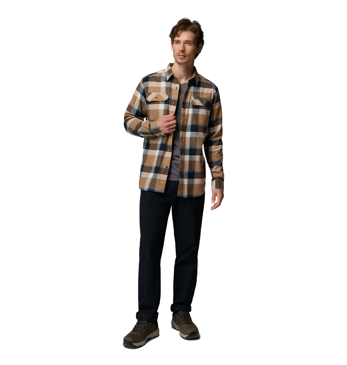 Chemise en flanelle Flare Gun Stretch de Columbia pour hommes, taupe, portée, pleine longueur