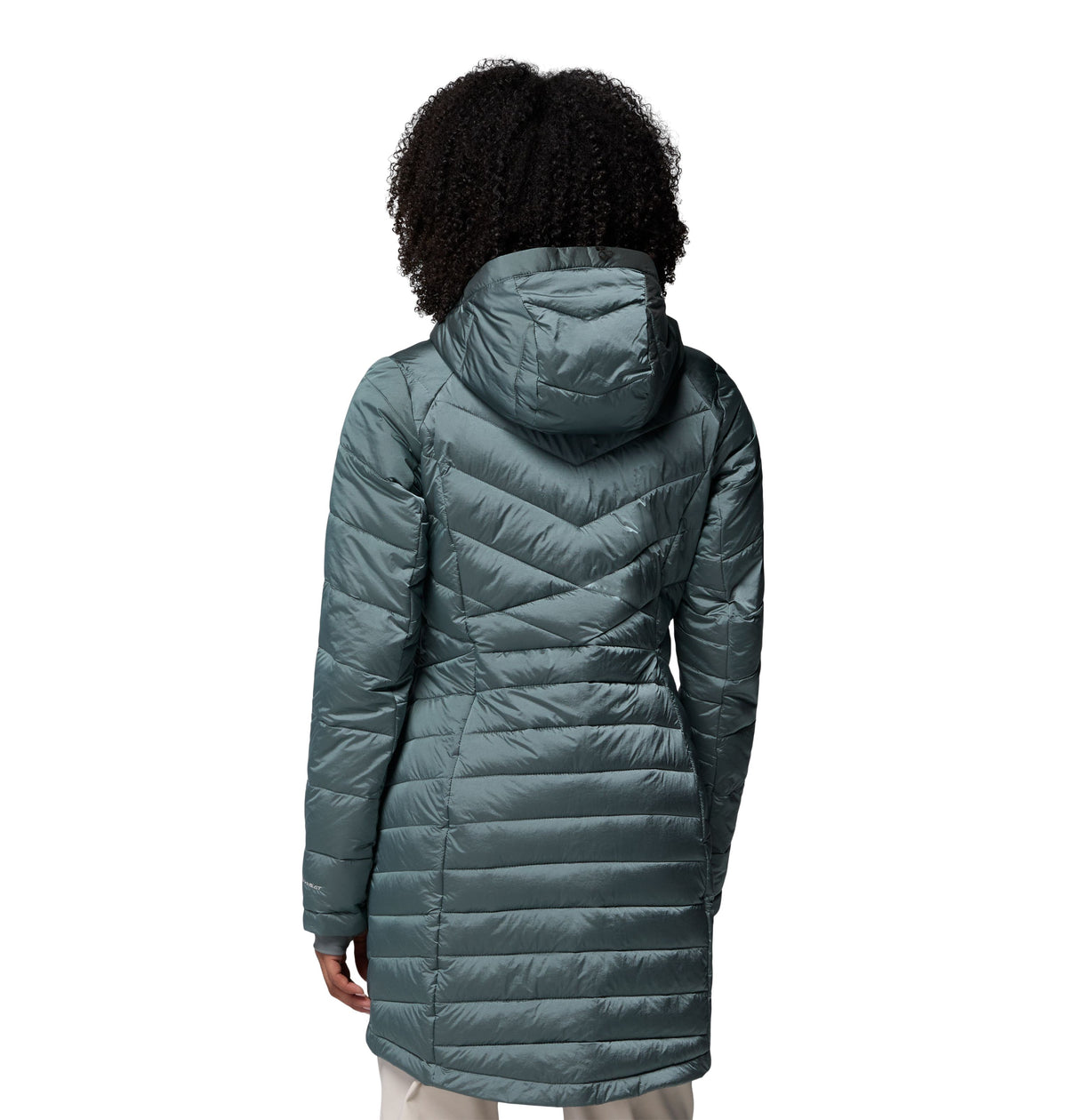 Manteau mi-long Joy Peak II Mid de Columbia pour femmes, vert, vue de dos avec le capuchon