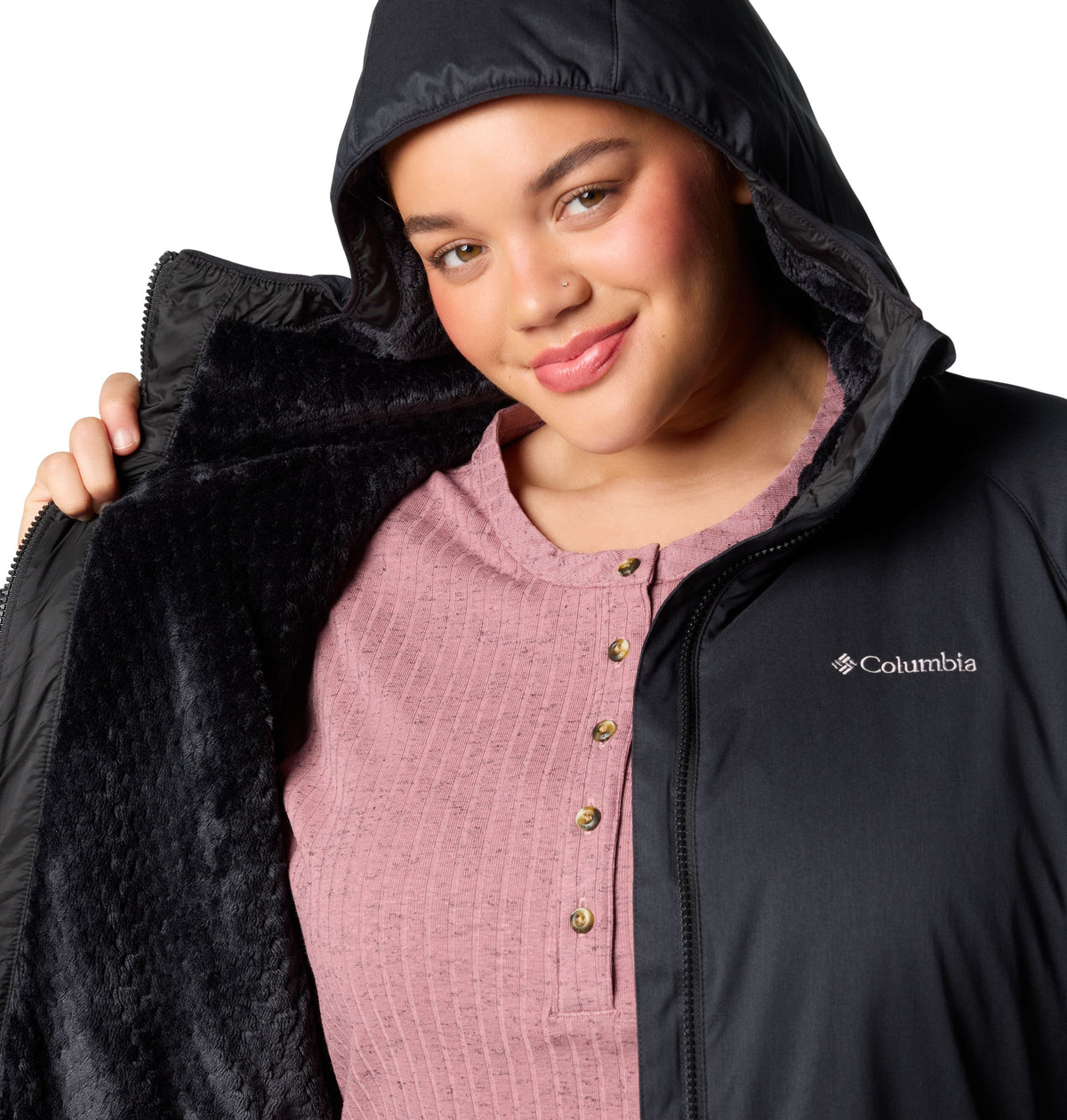 Manteau coquille souple Kruser Ridge III Plush de Columbia pour femmes, noir, détail de la doublure en polaire