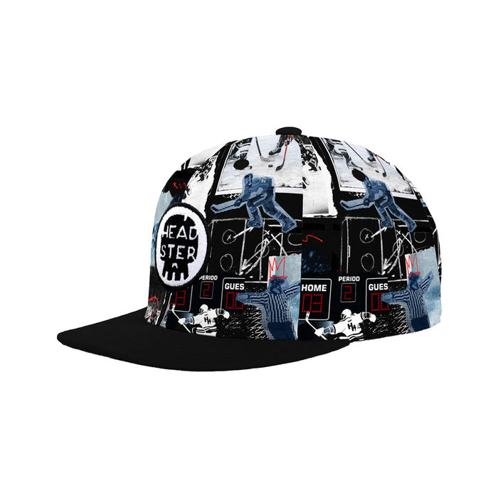 Casquette snapback Headster Playoff pour garçons juniors, motif noir et blanc à pointage, visière noire, vue de côté