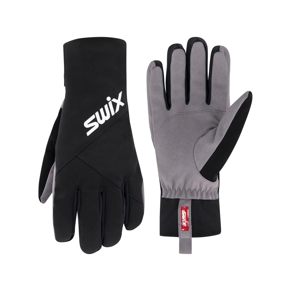Gants d'hiver Inspire Primaloft Glove Swix pour adultes noirs, vue du dessus de la main et de la paume grise