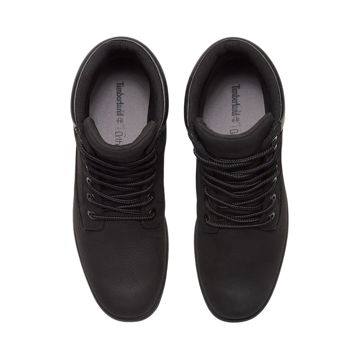 Paire de bottes Timberland Auburn Falls noires pour hommes, vue du dessus avec lacets et doublure intérieure
