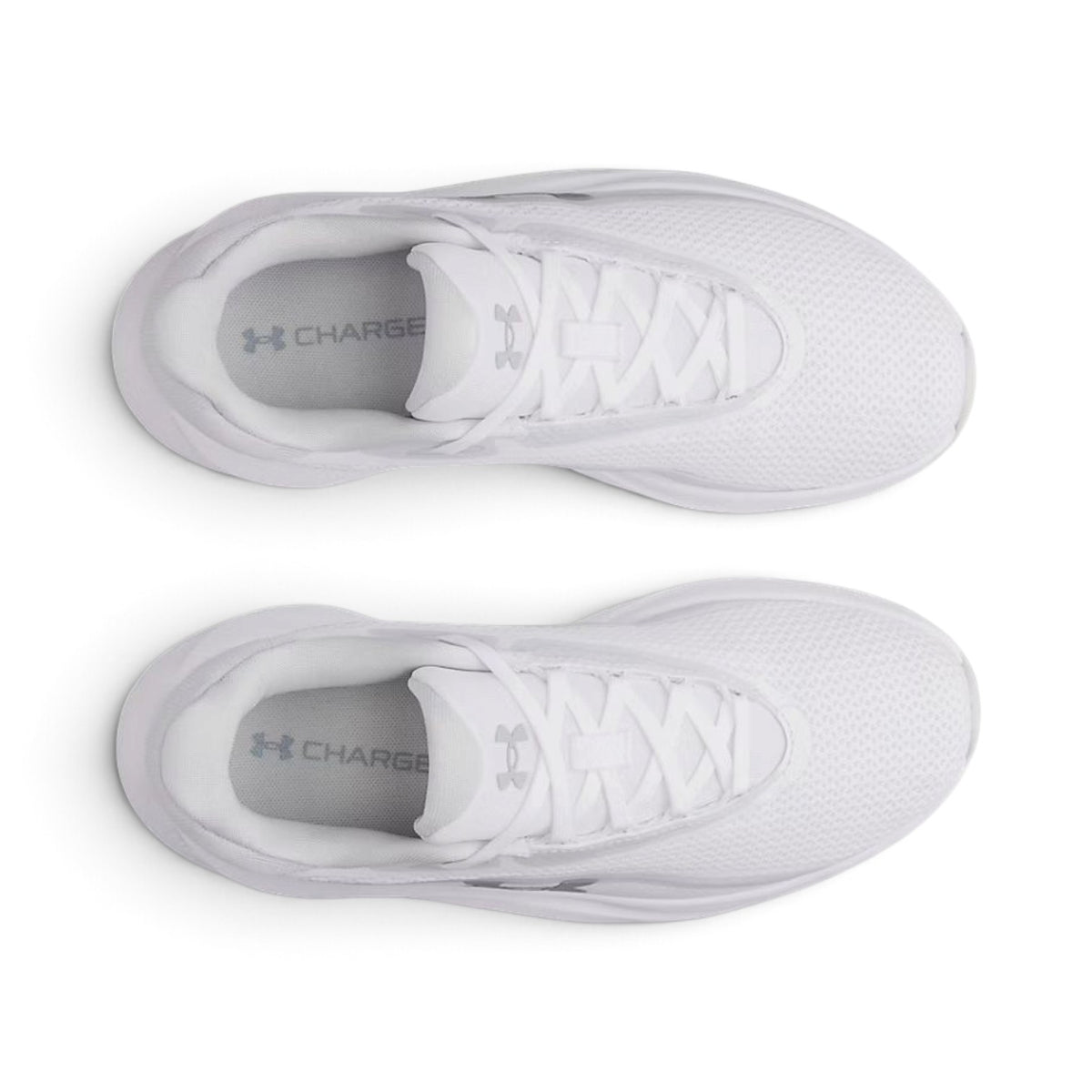Paire de souliers Under Armour UA Radiant TR pour femmes, blancs, vue du dessus avec lacets