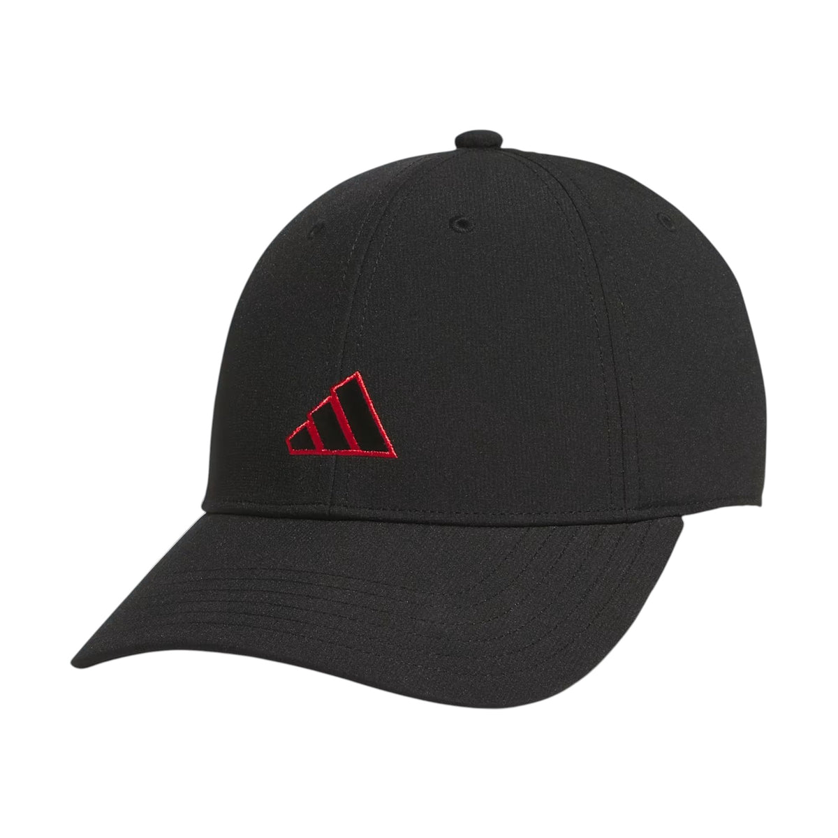 Casquette Adidas Alliance Strapback noire et rouge pour garçons avec logo adidas rouge, vue de face
