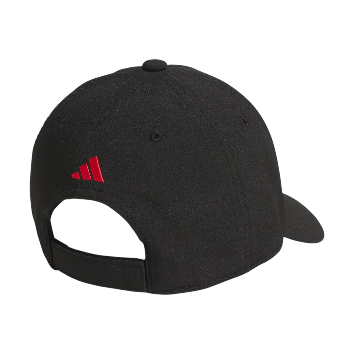 Casquette Adidas Alliance Strapback noire et rouge pour garçons, vue de dos avec sangle
