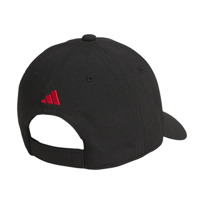 Casquette Adidas Alliance Strapback noire et rouge pour garçons, vue de dos avec sangle