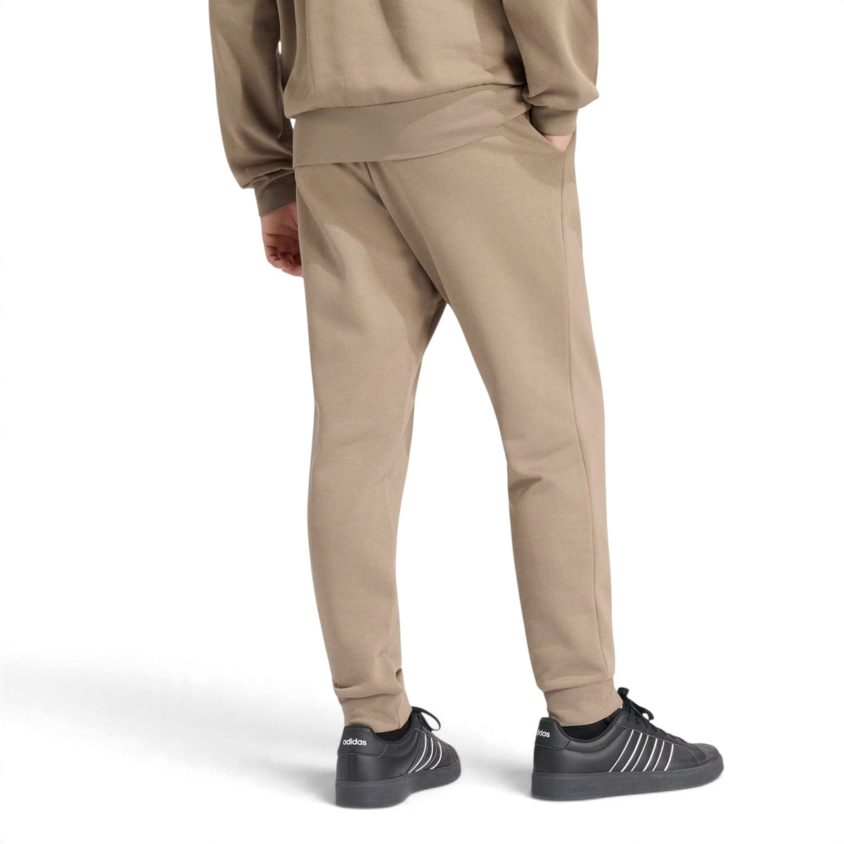 Pantalon Adidas Essentials Feelcozy Fleece pour hommes, kaki, vue de dos et poche