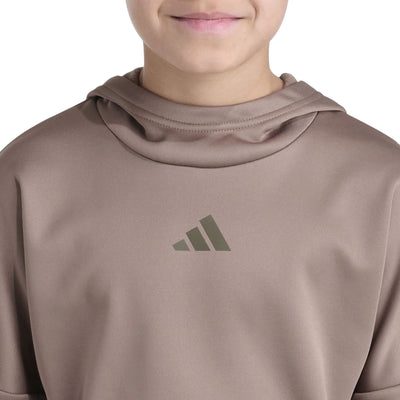 Chandail à capuchon Adidas Future Icons pour garçons, détail du capuchon et du logo adidas