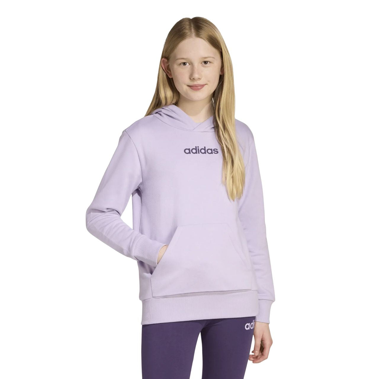 Adidas junior fleece cotton hoodie - LINEAR FLEECE HOODIE