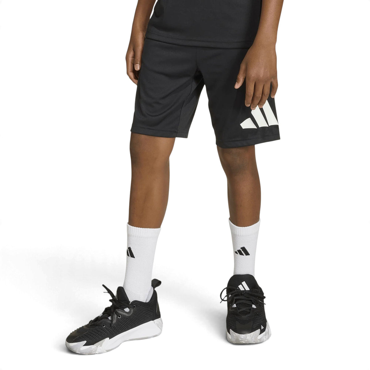 Short Adidas Big Logo noir pour garçons avec grand logo adidas, vue de face
