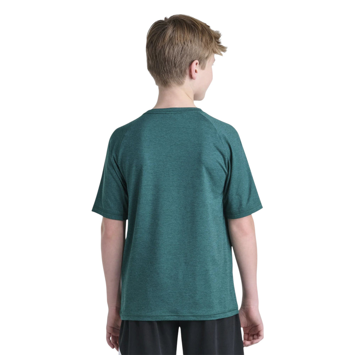 T-shirt Adidas Raglan Mélange vert pour garçons, vue de dos