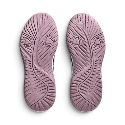 Semelles extérieures roses des souliers Asics GEL-DEDICATE 9 pour femmes, vue de dessous