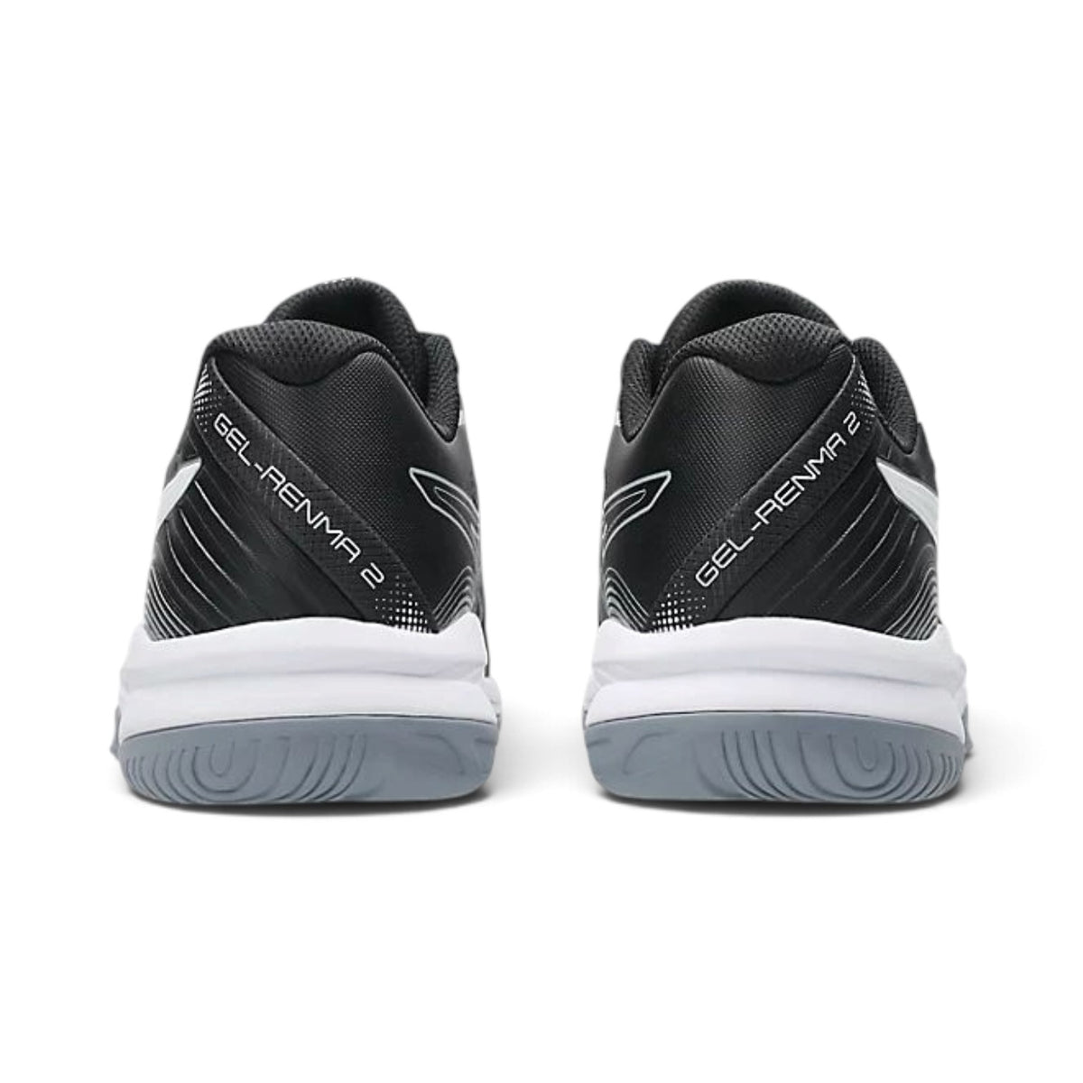 Talons des souliers Asics GEL-RENMA 2 pour hommes, noir et blanc, vue de l'arrière