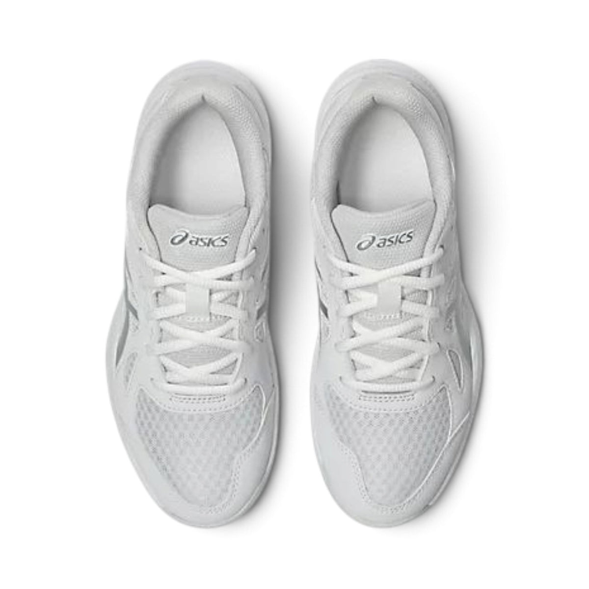 Souliers Asics UPCOURT 6 GS pour enfants, blanc, vue de dessus avec les lacets