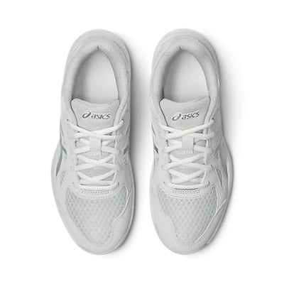 Souliers Asics UPCOURT 6 GS pour enfants, blanc, vue de dessus avec les lacets