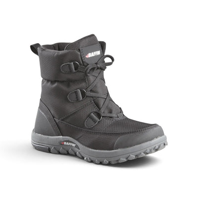 Botte d'hiver Baffin MIST pour femmes, noire, vue de trois quarts avec laçage à anneaux en D