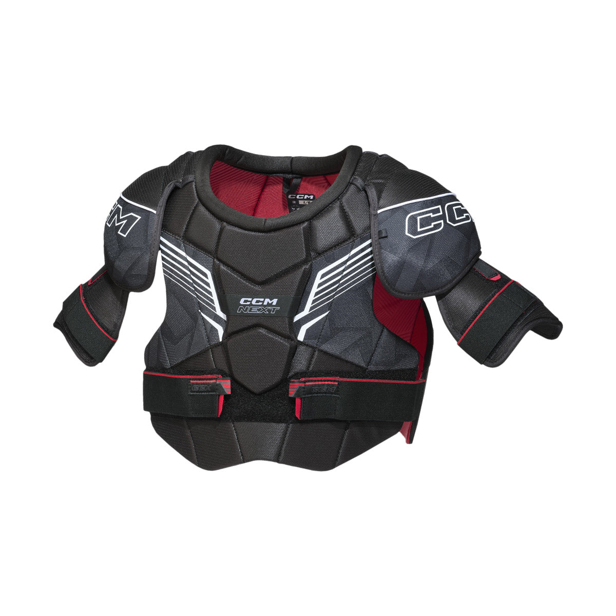 Épaulettes de hockey CCM Next 26 pour juniors, noir, avec courroies de taille, logo CCM NEXT et coquilles d'épaules