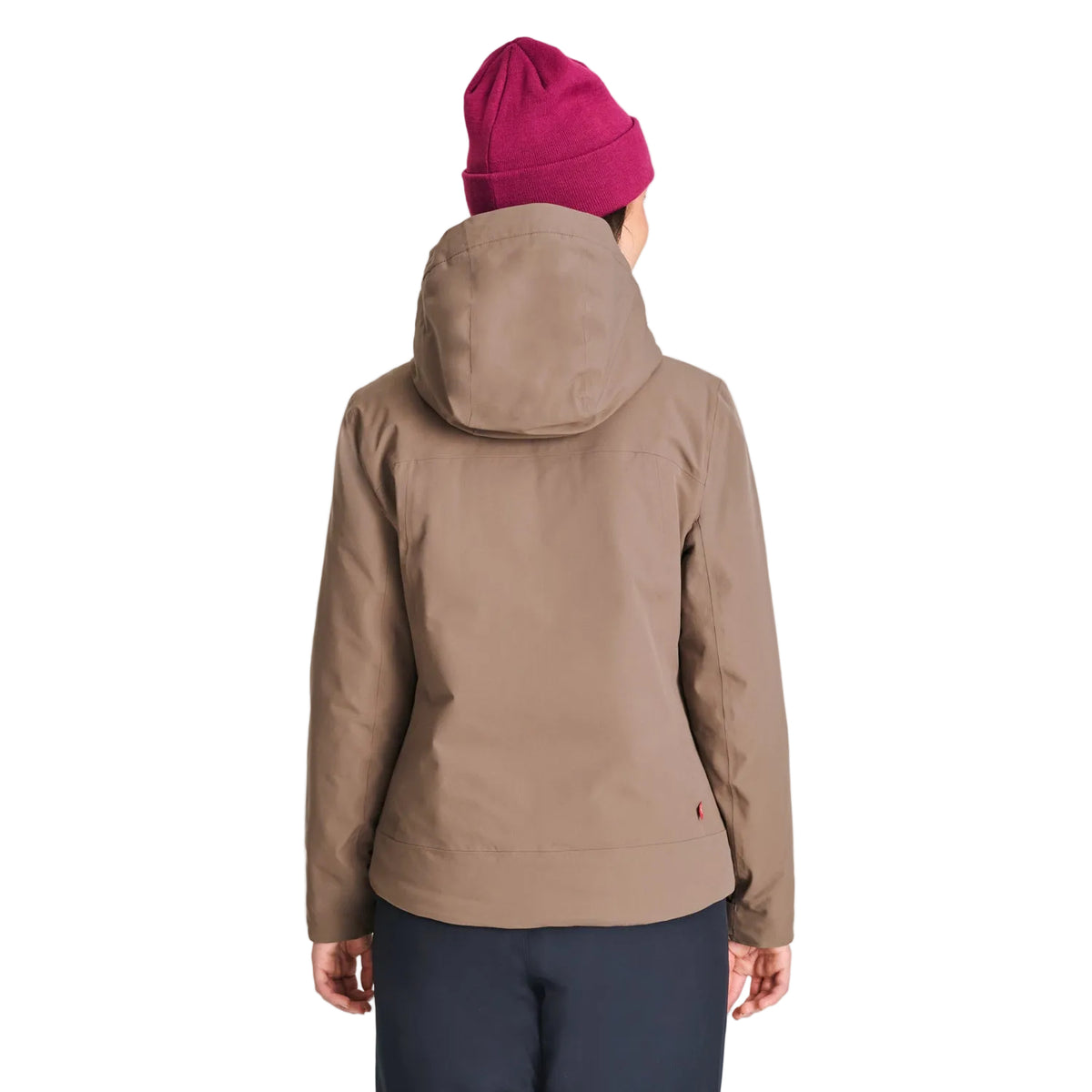 Manteau d'hiver Kayla de Chlorophylle pour femmes, café, vue de dos avec le capuchon