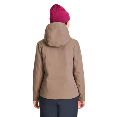 Manteau d'hiver Kayla de Chlorophylle pour femmes, café, vue de dos avec le capuchon