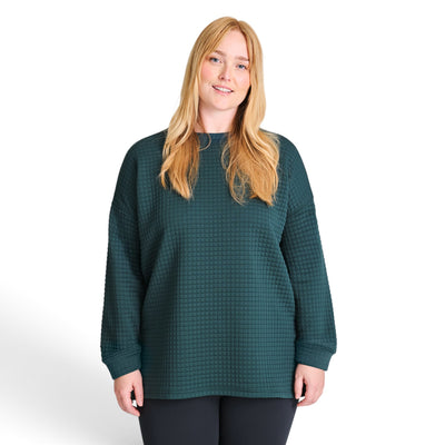 Chandail tunique Chlorophylle KELLAS à col rond pour femmes en jacquard texturé, vue de face