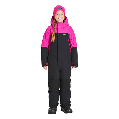 Habit de neige une pièce Alpes de Chlorophylle pour filles, bordeaux, porté de face