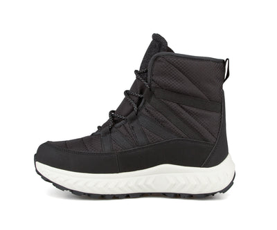 Botte d'hiver Chlorophylle AVALYS pour femmes, noire, vue de profil avec boucle de tirage