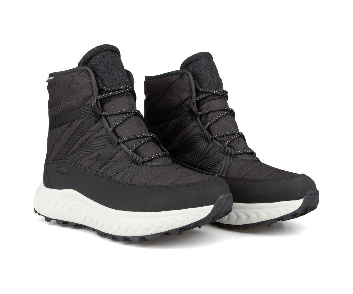 Paire de bottes d'hiver Chlorophylle AVALYS pour femmes, noires, vue de trois quarts
