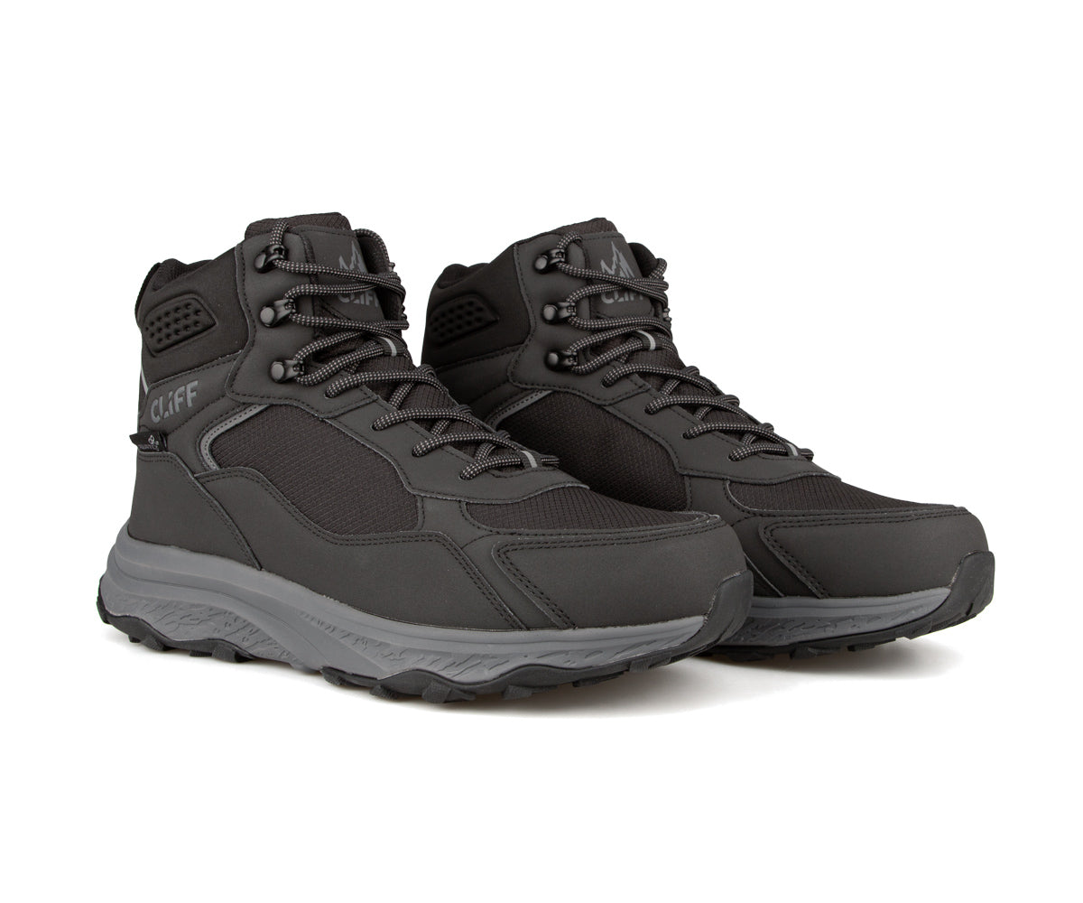 Paire de bottes de randonnée Cliff Street Nord pour hommes, noir, vue de trois quarts