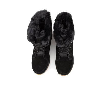 Paire de bottes d'hiver Terra Shield Cliff pour femme, noir, vue du dessus, collet en fourrure
