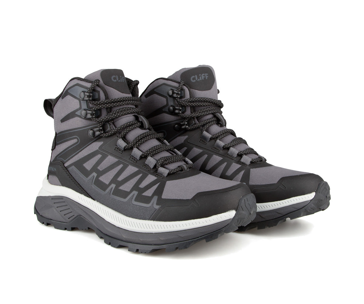 Paire de bottes de randonnée Vertex Terra Cliff pour femme, gris, vue de trois quarts