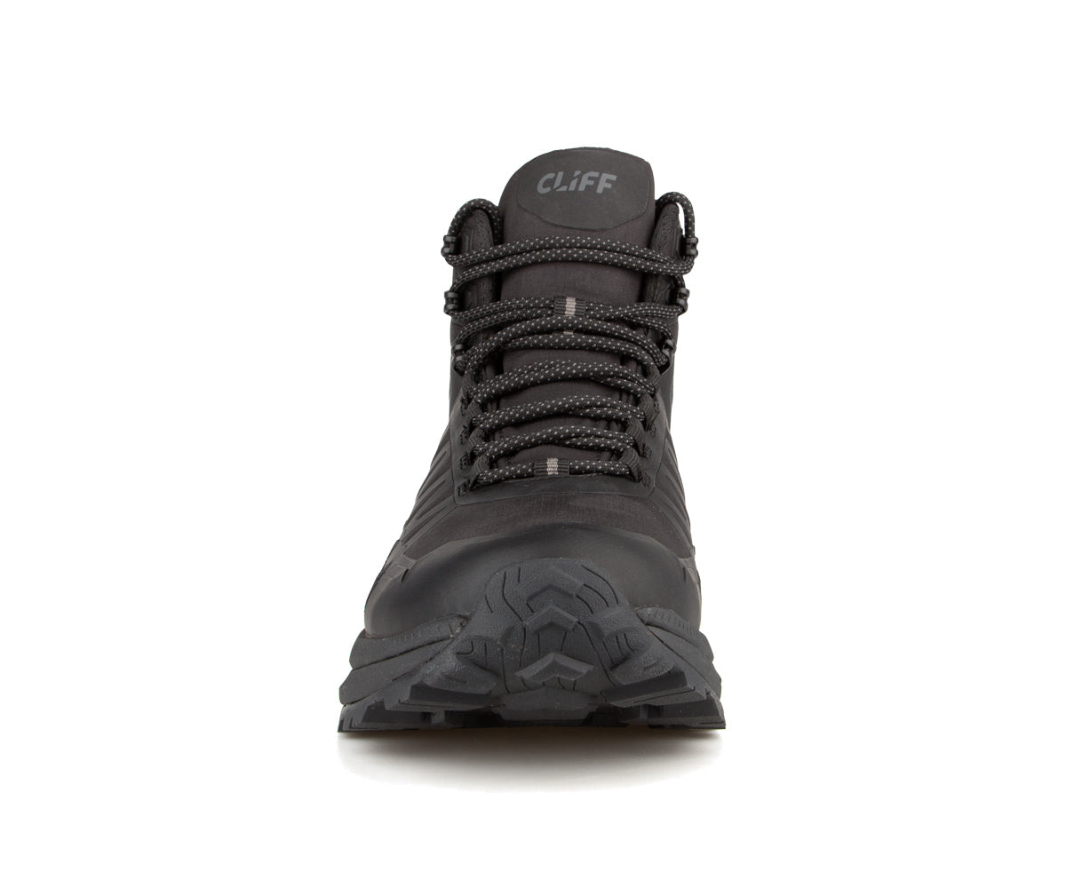 Botte de randonnée Cliff Vertex Terra pour hommes, noir/noir, vue de face avec lacets