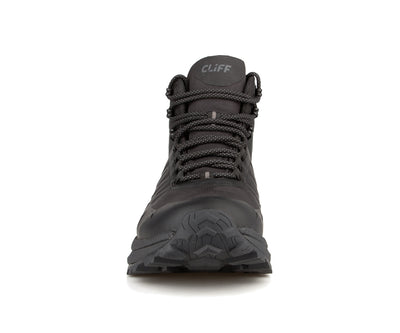 Botte de randonnée Cliff Vertex Terra pour hommes, noir/noir, vue de face avec lacets