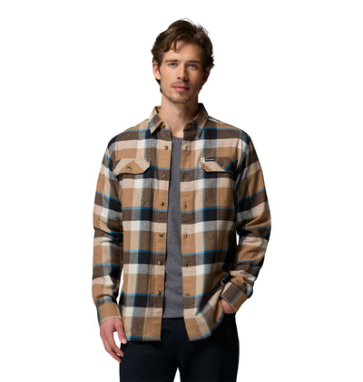 Chemise en flanelle Flare Gun Stretch de Columbia pour hommes, taupe, portée ouverte