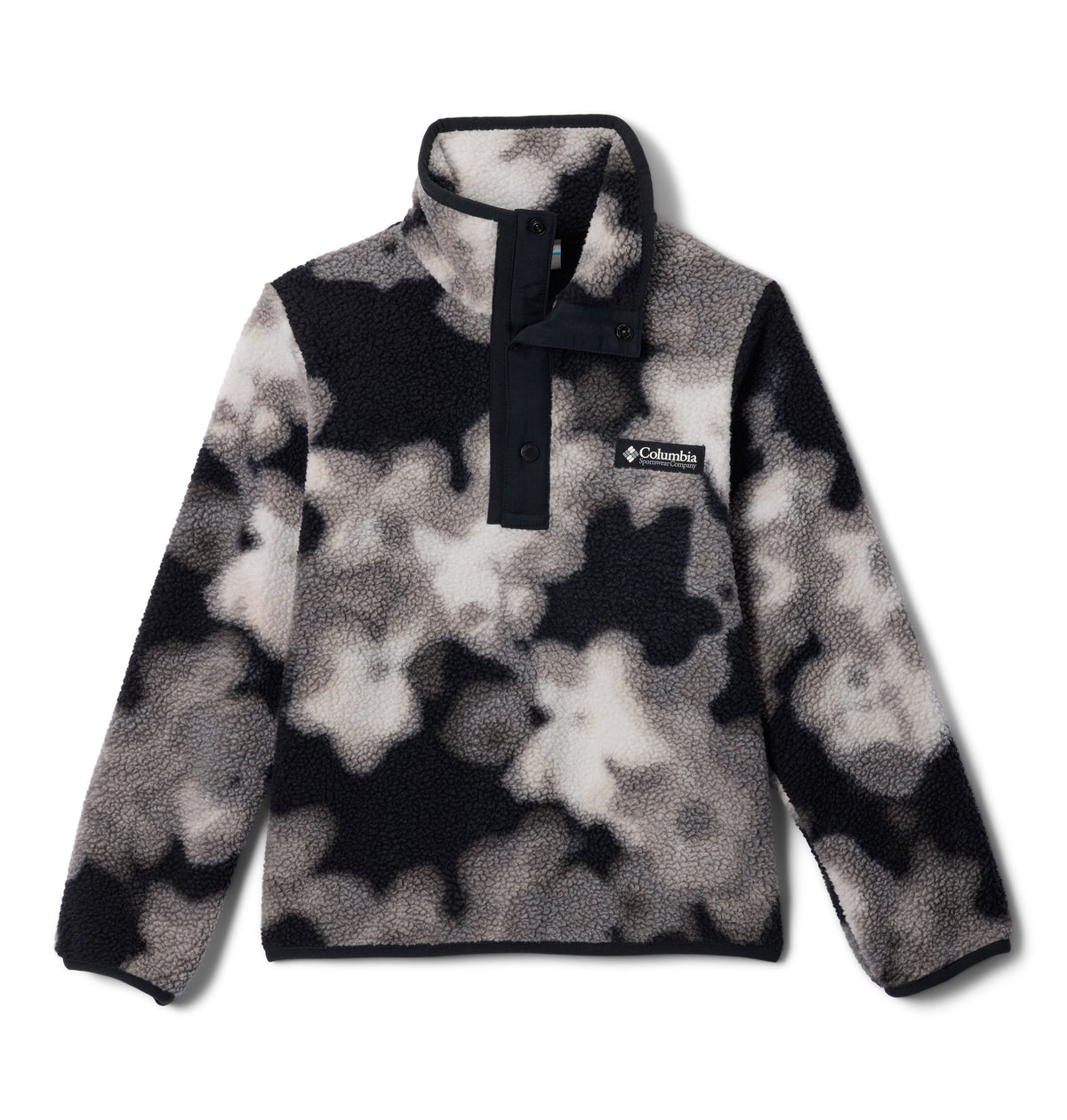 Chandail polar Helvetia II Printed Half Snap de Columbia pour filles, imprimé noir, vue de face