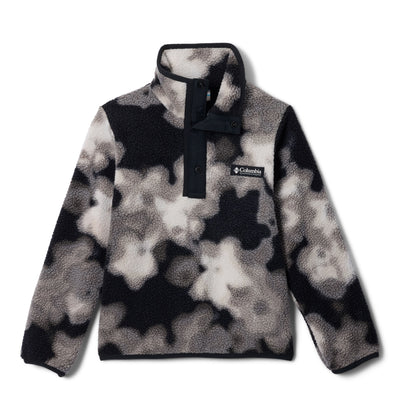 Chandail polar Helvetia II Printed Half Snap de Columbia pour filles, imprimé noir, vue de face