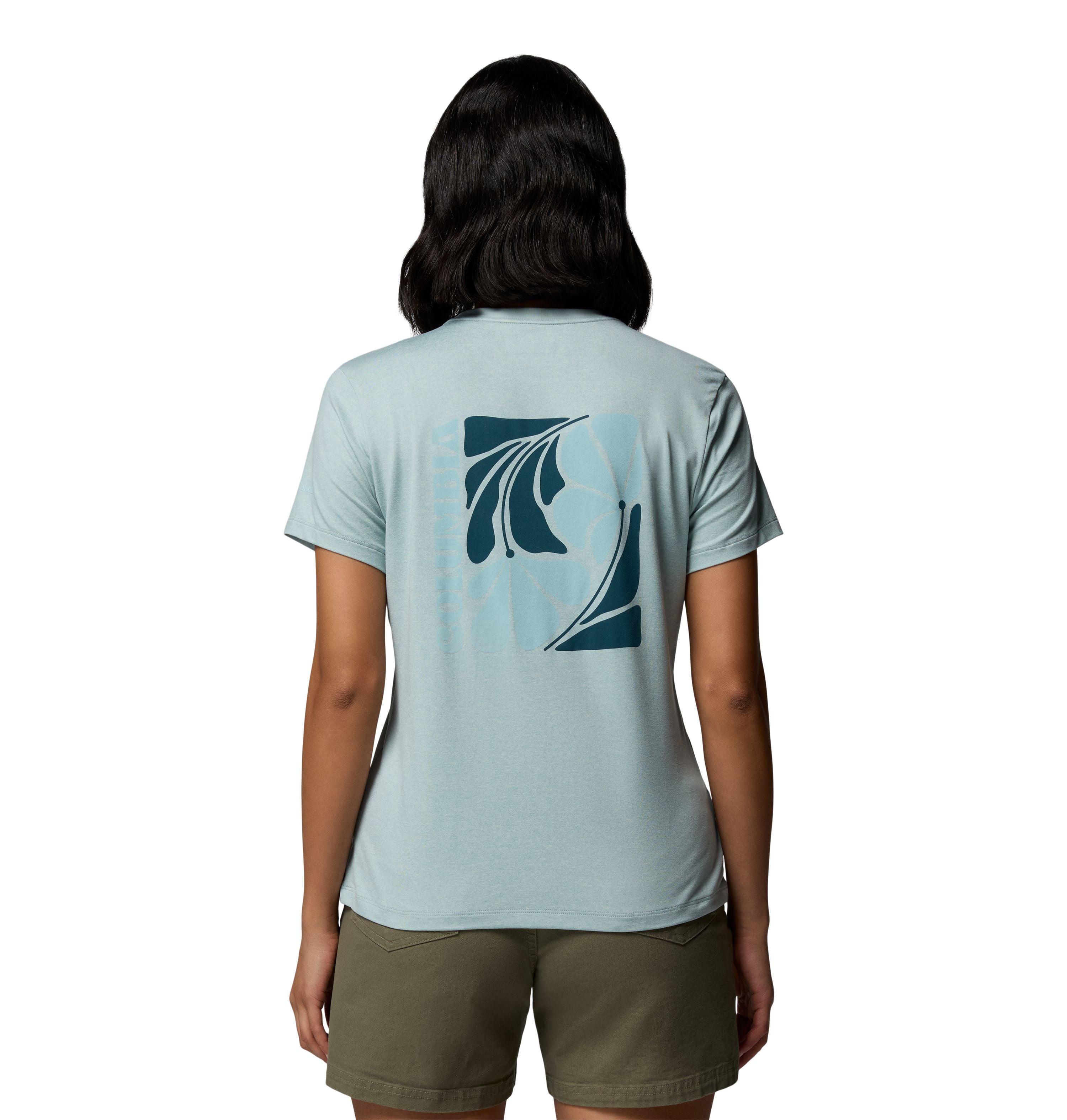 T-shirt Columbia Parsons Point Back Graphic pour femmes avec graphique au dos et protection solaire UPF 50