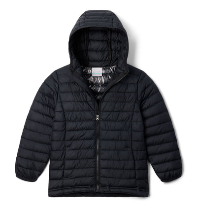 Manteau matelassé Powder Lite II Hooded de Columbia pour garçons, noir, vue de face