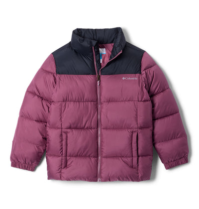 Manteau d'hiver Puffect II de Columbia pour filles, mauve et noir, vue de face