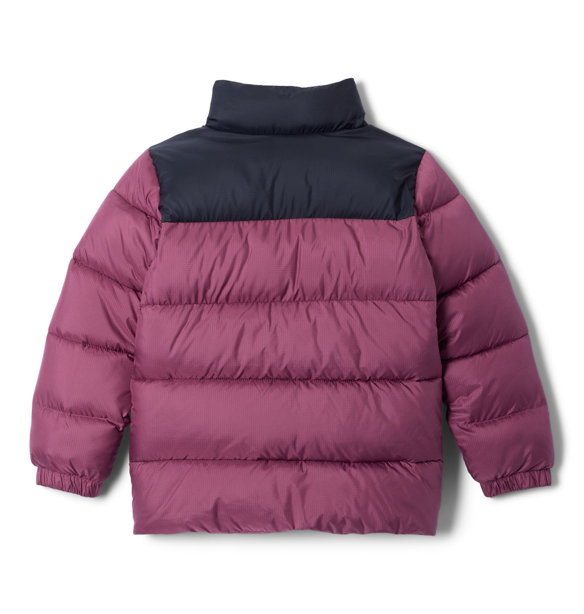 Manteau d'hiver Puffect II de Columbia pour filles, mauve et noir, vue de dos