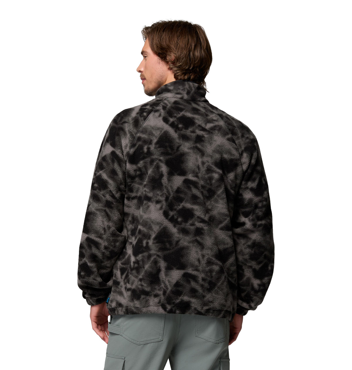 Chandail polar Timber Crest Printed Half Zip de Columbia pour hommes, imprimé noir, vue de dos